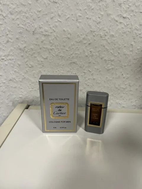schöne Vintage Parfum Miniatur SANTOS DE CARTIER 4 ml Eau de Toilette NEU + OVP