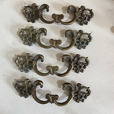 4 French Provincial vintage brass 6 7/8” Drawer Pulls