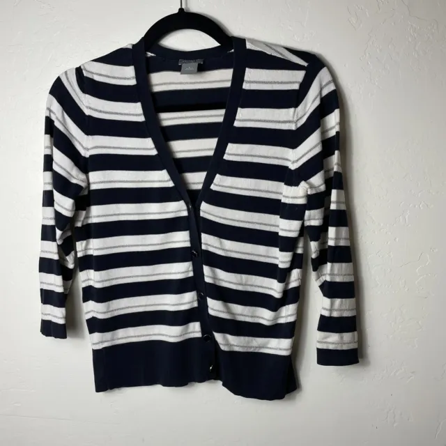Hollister Womens Sweater Multicolor Stripe Cropped Button Up Cardigan Sz S
