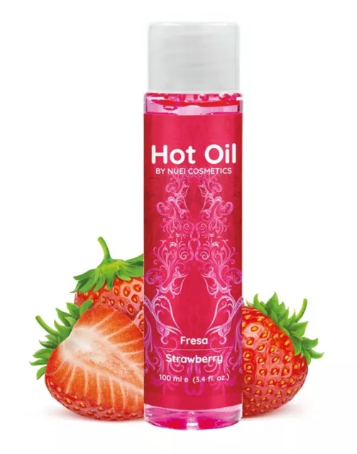 100 ml  Hot Oil Erdbeere wärmendes Massageöl Vegan Partner-Massage Wellness Öl