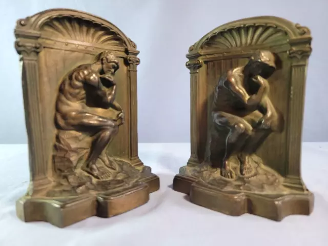 Antique BRONZE ''The Thinker'' Bookend/Doorstop/Decor Solid Heavy 5.5''Tall