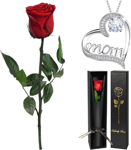 Fiore Conservato Per San Valentino Conservata In Scatola Blu Tiffany, Regalo Per San Valentino, Festa Della Mamma, Compleanno, Senza Manutenzione, Con Biglietto Personalizzabile Rosa Eterna