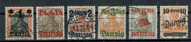 Freie Stadt Danzig, Freimarken, Minr 26I - 31I, gestempelt  Lot 8