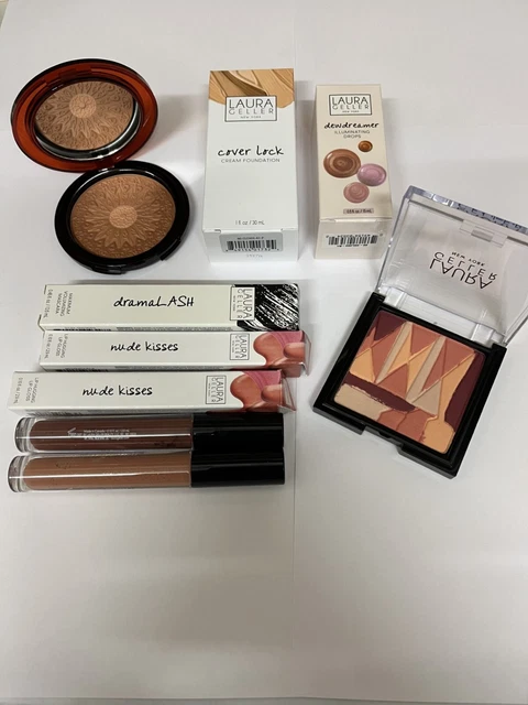 Laura Geller 7 Piece Make Up Set- Bronzer-Light Cover Lock Foundation ++++