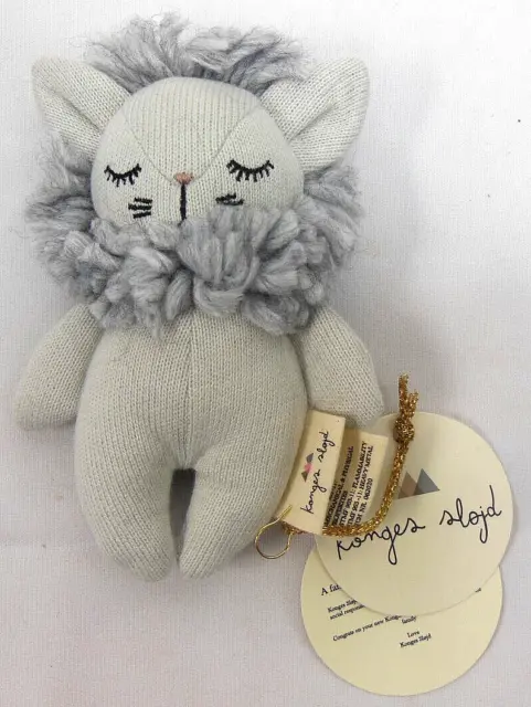 Konges Sløjd Baby Stuffed Animal Toy Lion Mini Grey 16 CM Mini Lion New