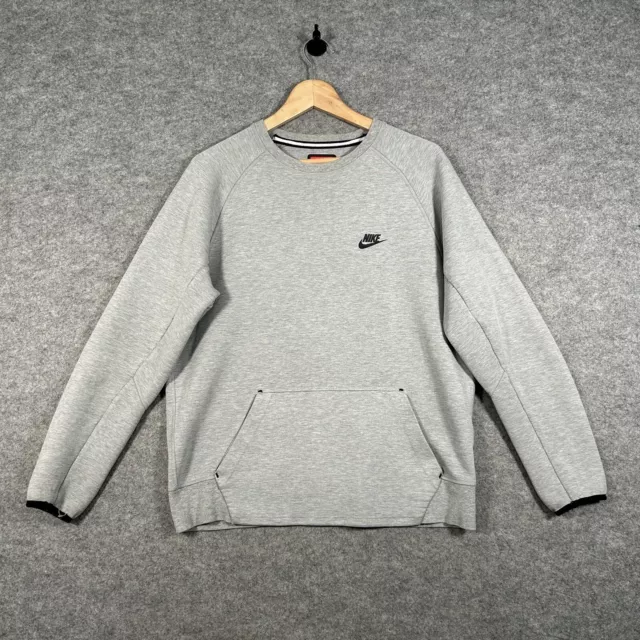 NIKE Tech Fleece Sweatshirt Mens Medium Grey Pullover Jumper Sweater Sportswear