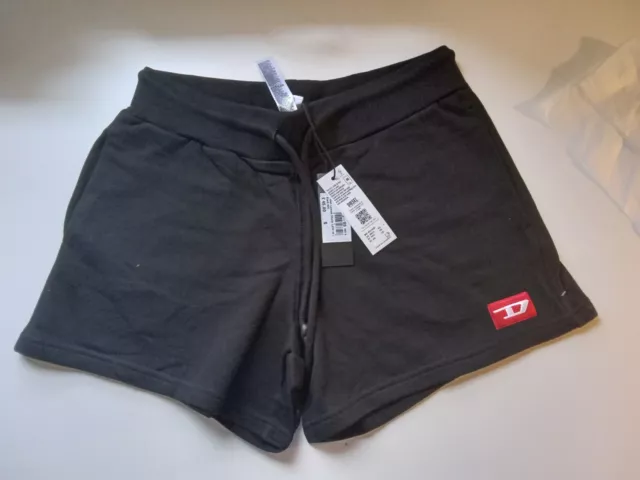 Diesel Lounge Activewear Größe UK 12 (M) Damen Schweißshorts schwarz UVP £45