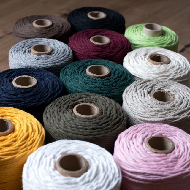 Cable de macramé 5 mm artesanal cordón retorcido hilo cuerda de algodón artesanal natural