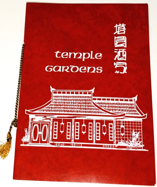 VINTAGE TEMPLE GARDENS Chinese Restaurant Menu Garden Grove Ca Calif