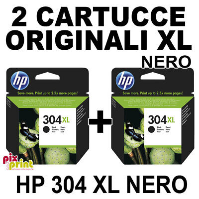 HP 304XL NERO ORIGINALE 2 CARTUCCE XL - Deskjet 2130 2630 3270 3730 Envy 5020
