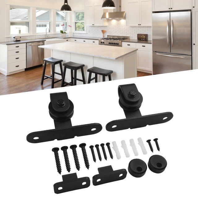 Guide Au Sol Pour Porte De Grange Coulissante Bypass - Lot De 2, Noir, En Alliage Aluminium Anodisé