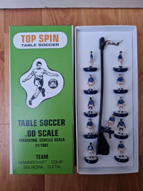 Top Spin Table Soccer Subbuteo Football Team Blue Shirt White Stripe Unknown