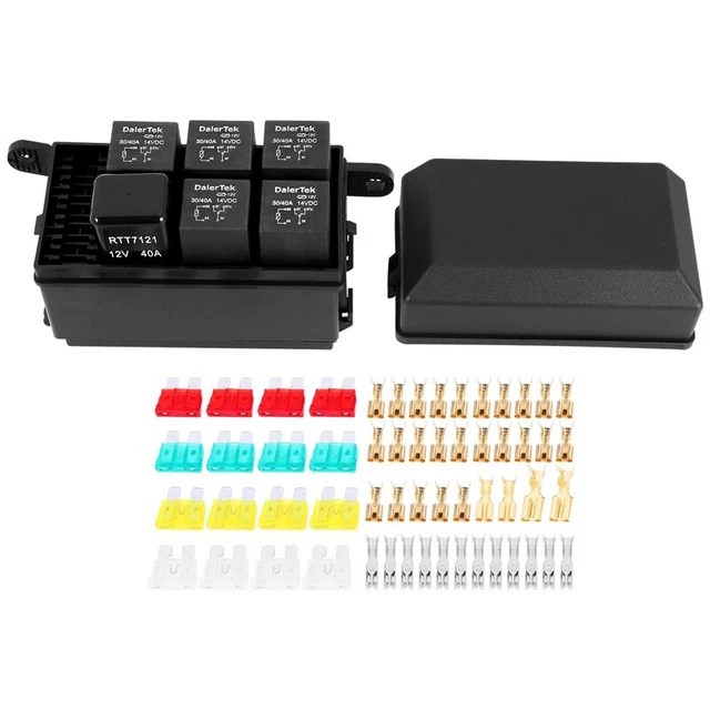 Scatola relè 12 V 6 slot relè 6 vie ATC/fusibile con fusibile universale relè R9K7