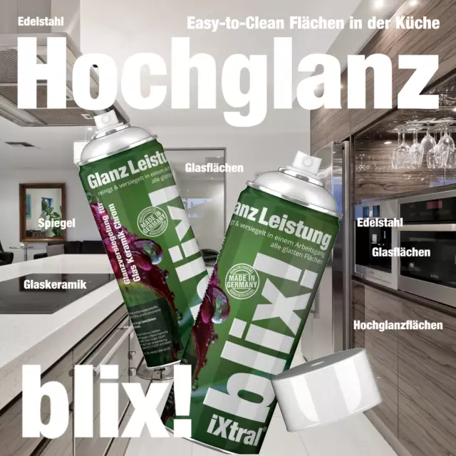 2 x Hochglanz Politur Spray für Glas Keramik Fliesen Küchenfront Edelstahl Möbel