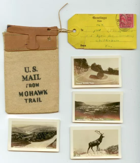 c1940s Ithaca New York US Mail From Mohawk Trail miniature bag - tag 2ct Prexie