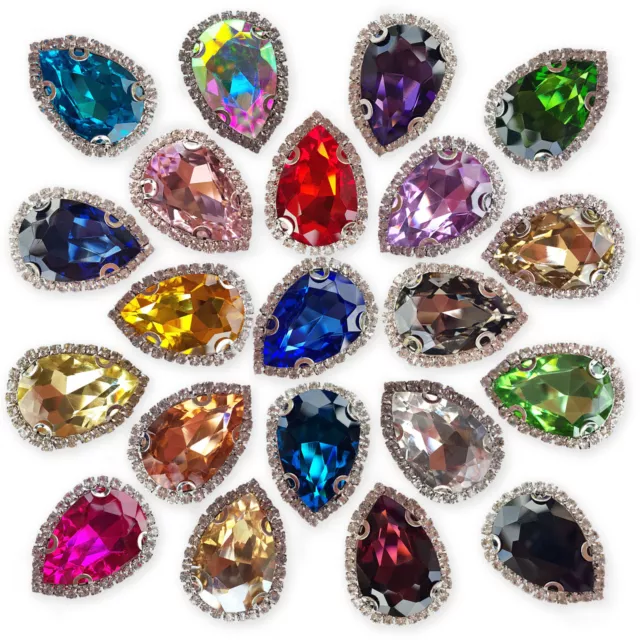 JUMBO TearDrop Glass Crystal Diamante Rhinestone Embellishment Sew On Gem Jewels