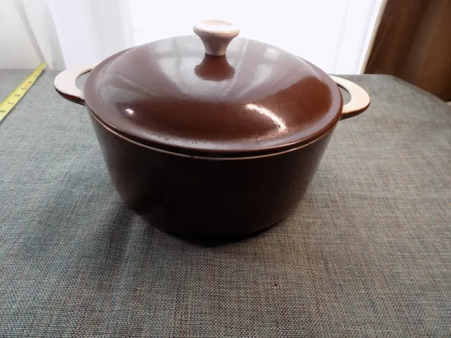 Brown DESCOWARE DUTCH OVEN STOCKPOT 5qt Belgium RO-10  Enamel Cast Iron 60s