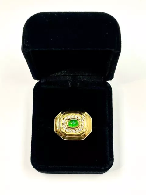 Chunky Vintage Christian Dior Coutre Signet Ring Simulated Emerald Adjustable