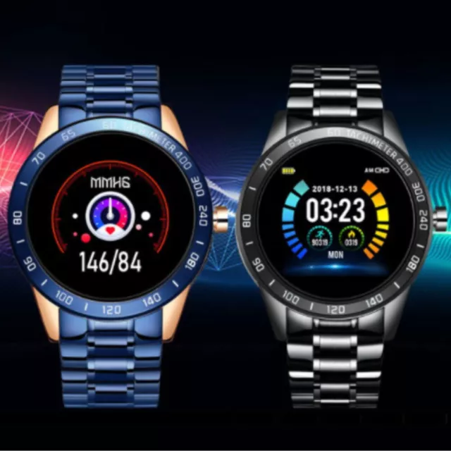 IOS & Android Mens Waterproof Smart Watch Bluetooth Smartwatch Black/Blue 2024