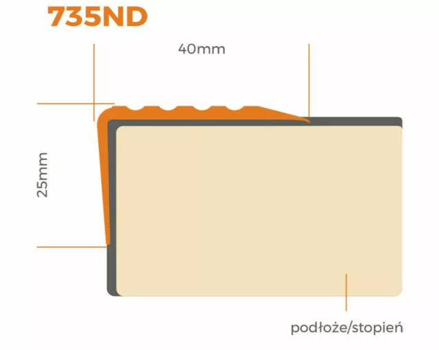 Angolare PVC Profilo Scale in Plastica Antiscivolo 40x25mm Autoadesivo 2