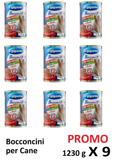 BOCCONCINI PER CANE 9pz X 1230gr ALIMENTO CIBO BOCCONCINI UMIDO  MANZO E VERDURE