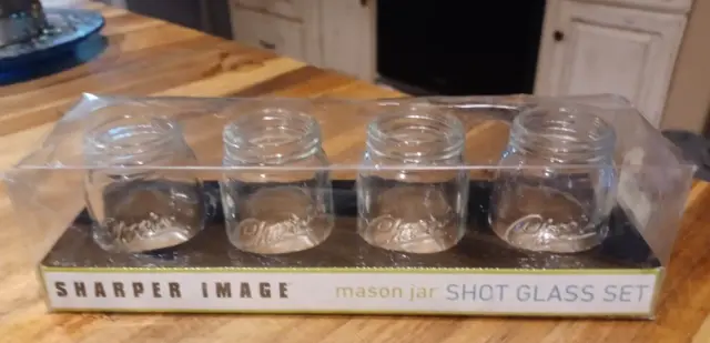 Sharper Image Mason Jar Shot Glasses 4 Pack NEW NEVER OPENED