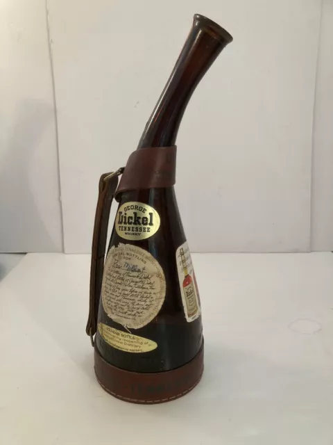 Vintage 1960's George Dickel Tennessee Souvenir Whiskey Bottle/Leather Harness