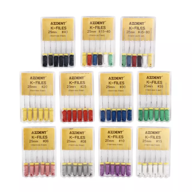 5*Dental Endo Root Canal Stainless Steel K Files Hand Use 15-40#,45-80# 25/21mm