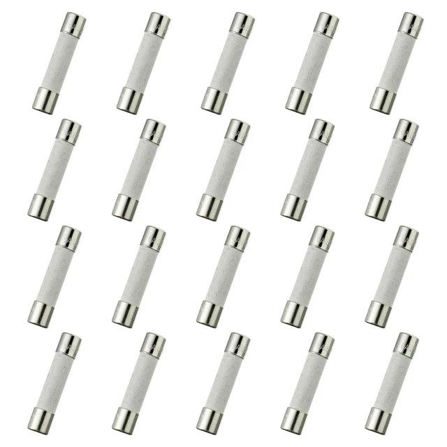 HUAREW T6AL250V 20 pièces 6x30 mm 0.24 x 1.18 pouces fusible à tube en T6A