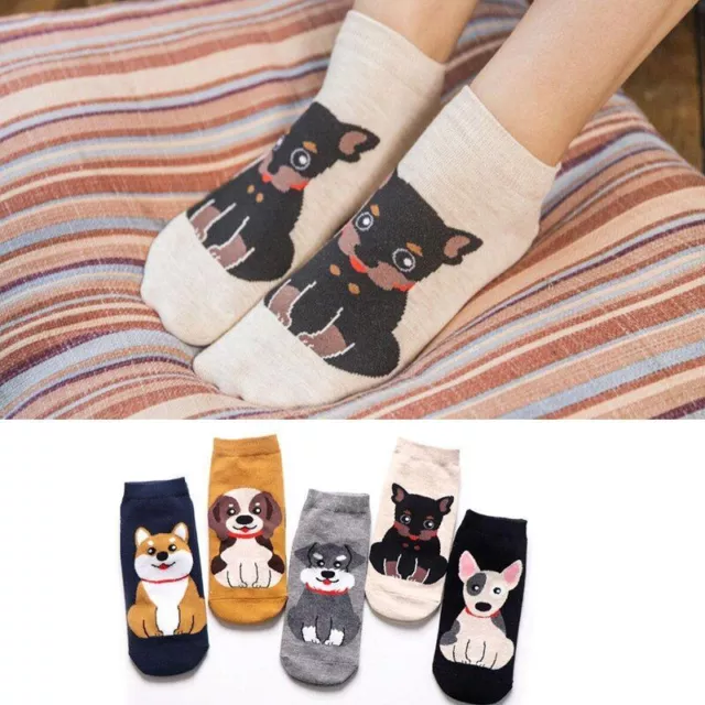 Kawaii Puppy Ankle Socks - Breathable Low Cut Sock Women Harajuku Socks 5pairs S