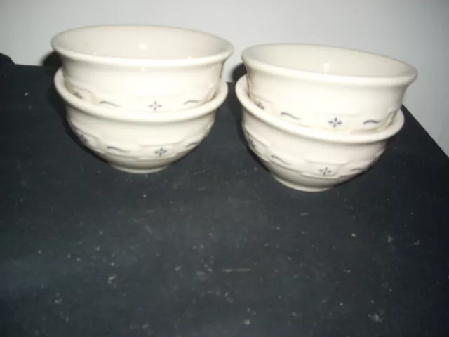 Longaberger Ramekins Set Of 3 Pottery Woven Traditions Blue   Custard Cups Bowls