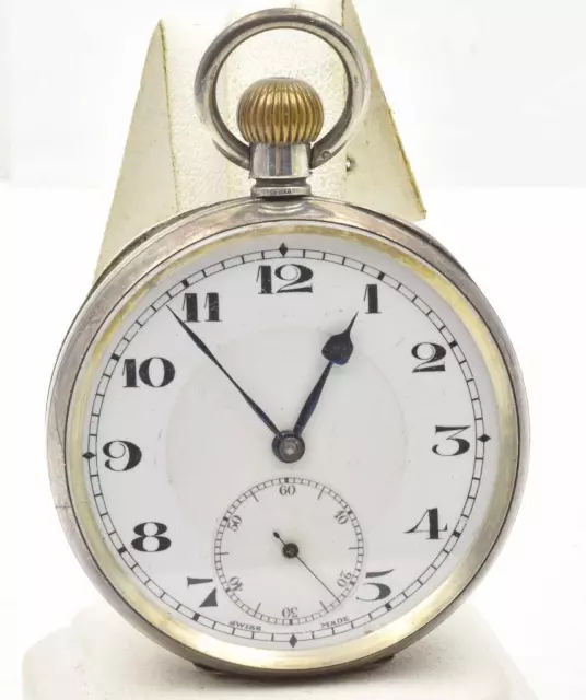 ANTIQUE 925 STERLING Solid Silver RUNNING Men's Size Pocket watch 49 ...