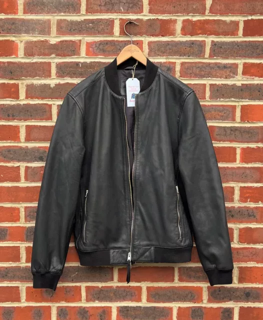 **AWESOME** All Saints Mens NIKO Leather Bomber Jacket XL EXTRA LARGE Biker