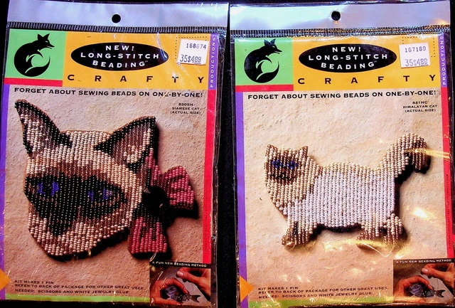 Siamese Himalayan Cat Pin Kit Long Stitch Beading from Crafty Lot (2) New Sealed