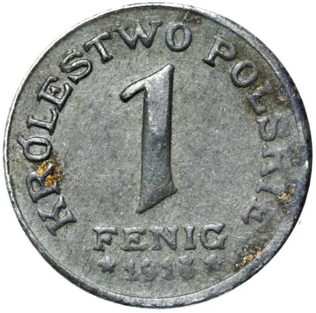 Geplantes Königreich Polen Królestwo Polskie 1 Pfennig Fenig 1918 F ERHALTUNG !