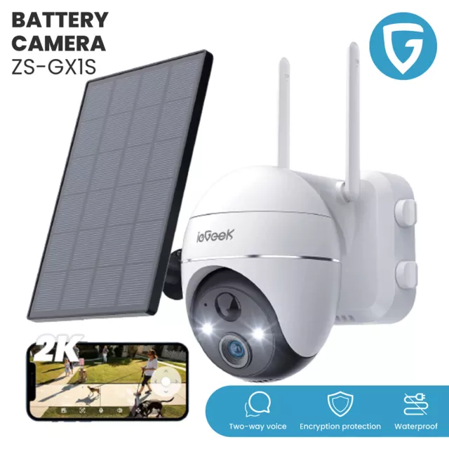 ieGeek 2K 360° Solar Security Camera Outdoor Color Night Vision Battery CCTV Cam