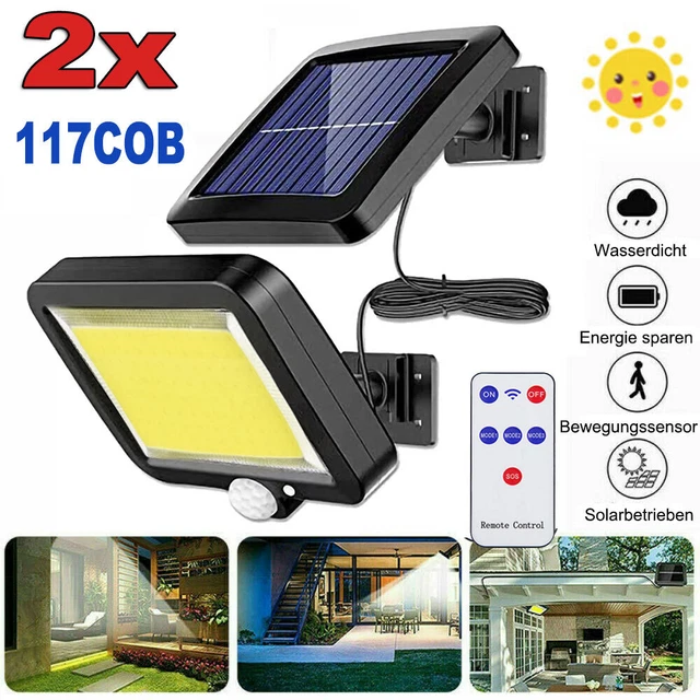 1/2XLED Solarleuchte mit Bewegungsmelder Außen Fluter Garten Strahler Solarlampe
