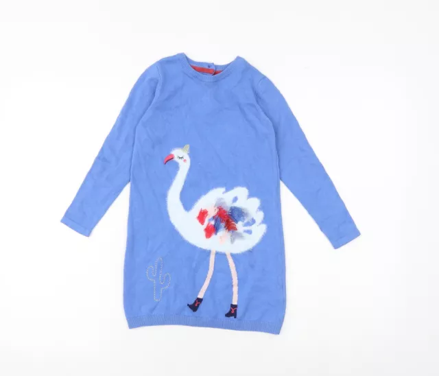 Abito maglione blu Marks and Spencer 100% cotone per bambina taglia 4-5 anni collo rotondo