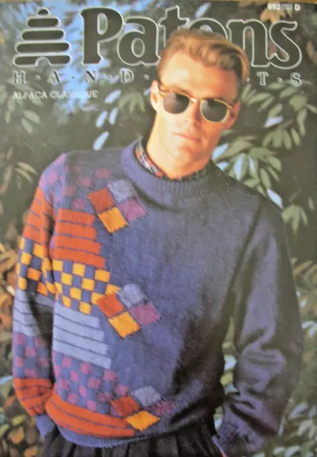 Patons Knitting Pattern Book - HANDKNITS FOR MEN - 4 designs sweaters and cardig