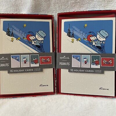 Hallmark Peanuts Charlie Brown Glitter Cosmic Christmas Holiday Cards~ 2 Boxes