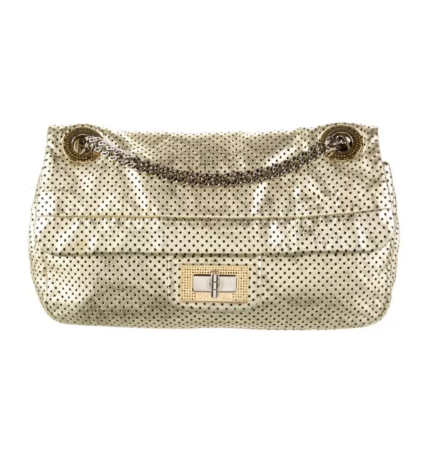 Chanel Metallic Silver Drill Perforated Leather Reissue 2.55 Classic Flap  Bag