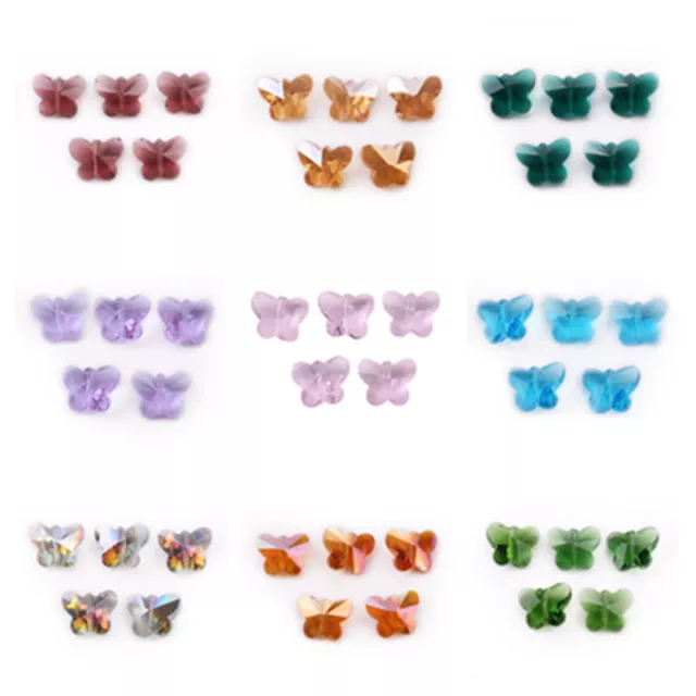10/30Pcs Bulk 14mm Faceted Crystal Glass Butterfly Loose Beads Jewelry Makings