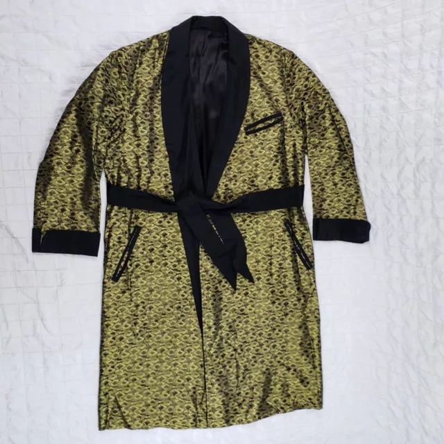 NWOT NOS Vintage 50s Smoking Jacket Robe Sz LARGE Rayon Hugh Hefner Playboy USA