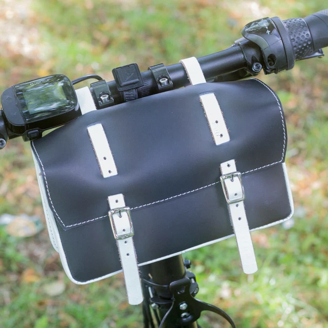 Sac Vélo En Cuir Ancien – À Fixer Sur Le Cadre Ou Sous La Selle, Patch Cœur, Occasion