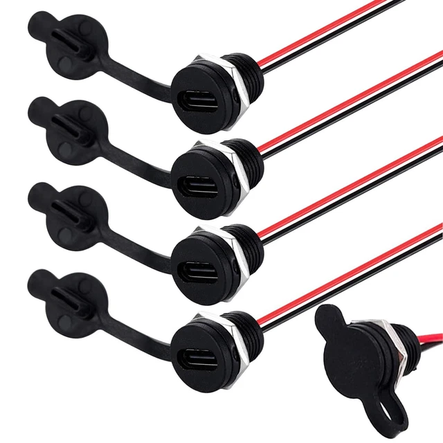 5 pièces connecteurs de montage USB C filetés étanches type C femelles pour s