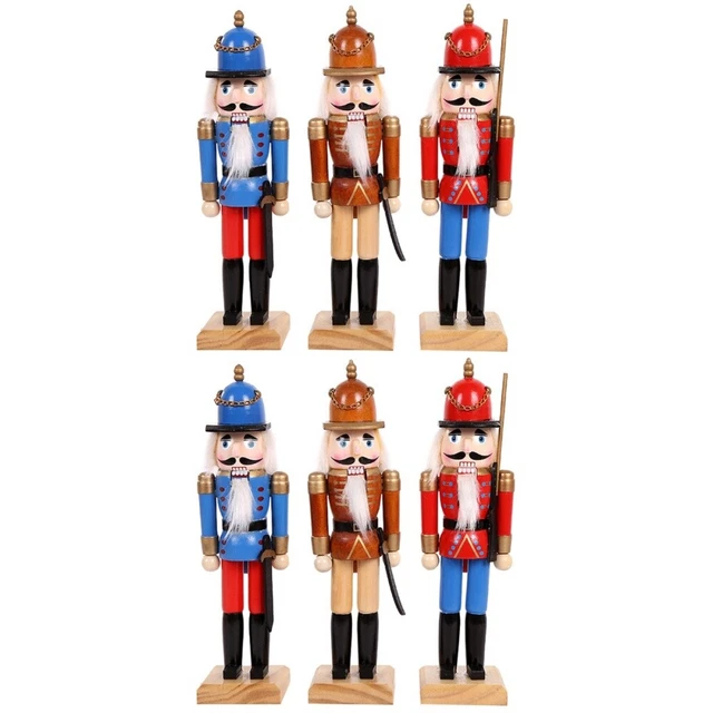 2 pezzi soldati di legno figure schiaccianoci di Natale statua decorazione scrivania