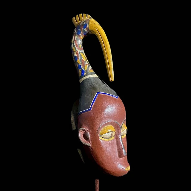 African Mask Hand Carved Wooden Wall Decoration Tribal Vintage Guro Mask-7779