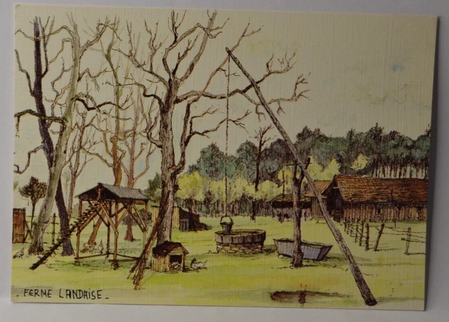 Ferme Landaise aquarelle Robert Lepine- carte postale CPA10