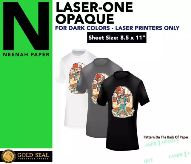 Laser 1 Opaque Dark Shirt Heat Press Machine Transfer Paper 8.5 x 11 -5 Sheets