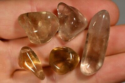 5 *NATURAL CITRINE* Tumbled Stones 24g 1-3cm Healing Crystal, Calming